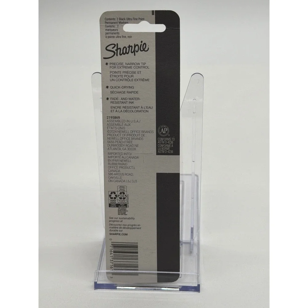 Sharpie 2 Pack Black Ultra Fine Point Permanent Markers 37161 Precision Tip